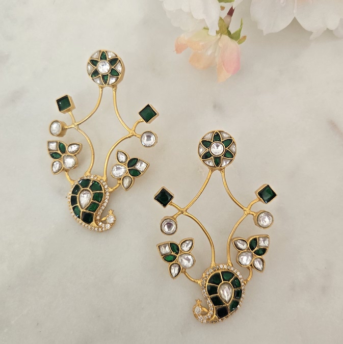 Kundan Jadau Earrings (Green)