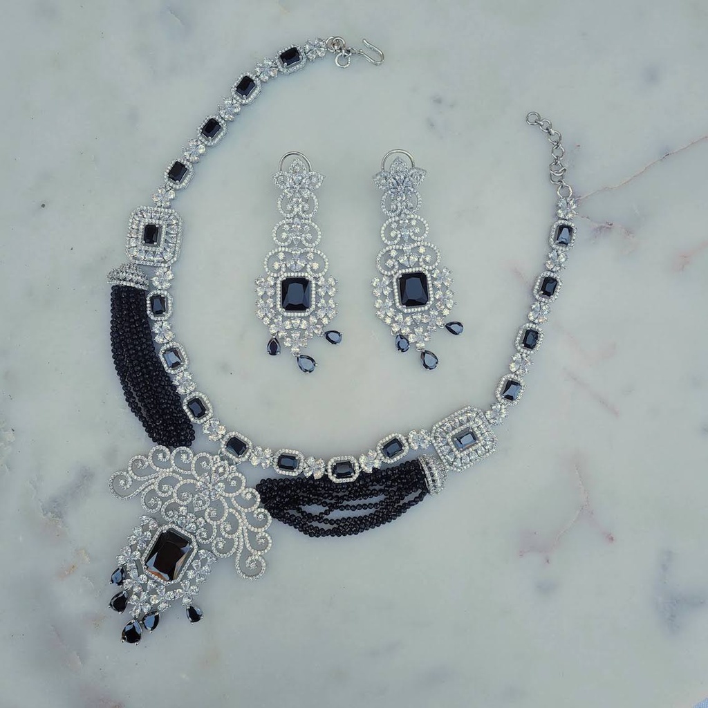 CZ Necklace Set (Black)