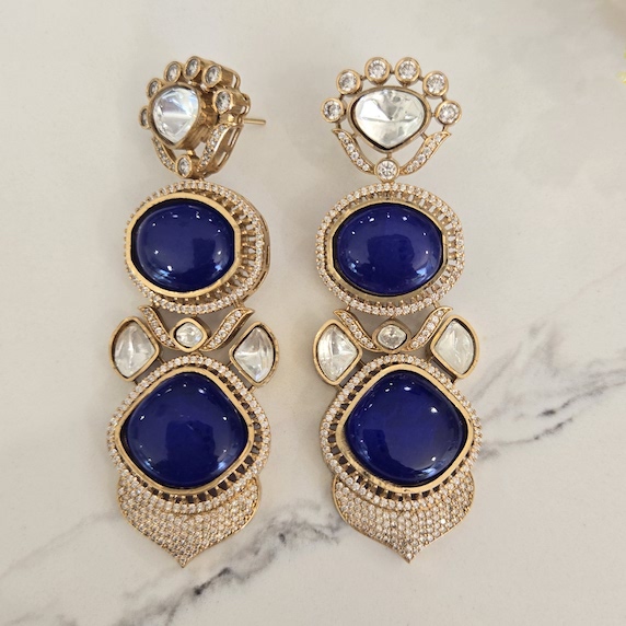 Moissanite Doublet Earrings (Navy)