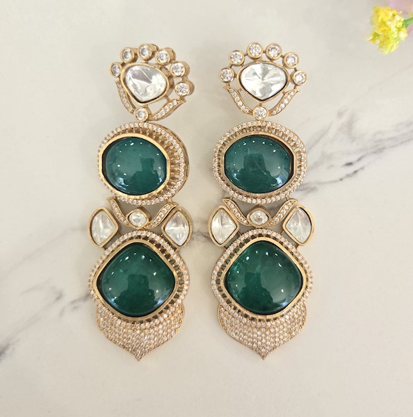 Moissanite Doublet Earrings (D Green)