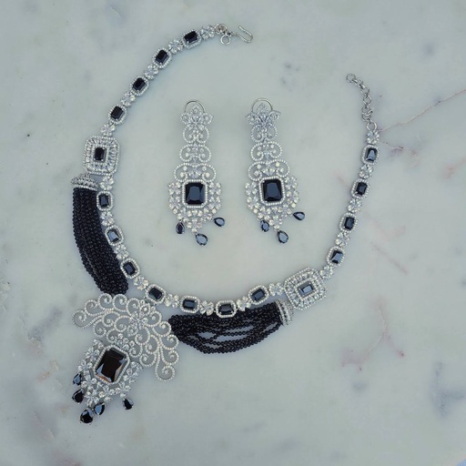 [MB12363] CZ Necklace Set (Black)