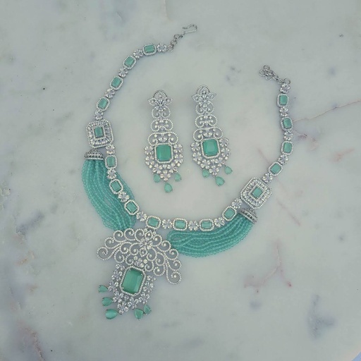 [MB12365] CZ Necklace Set (M Green)