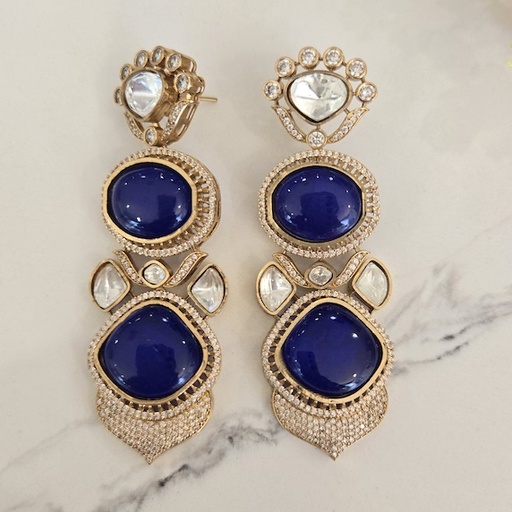 [MB13779] Moissanite Doublet Earrings (Navy)