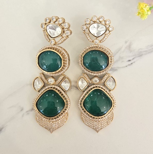 [MB13782] Moissanite Doublet Earrings (D Green)