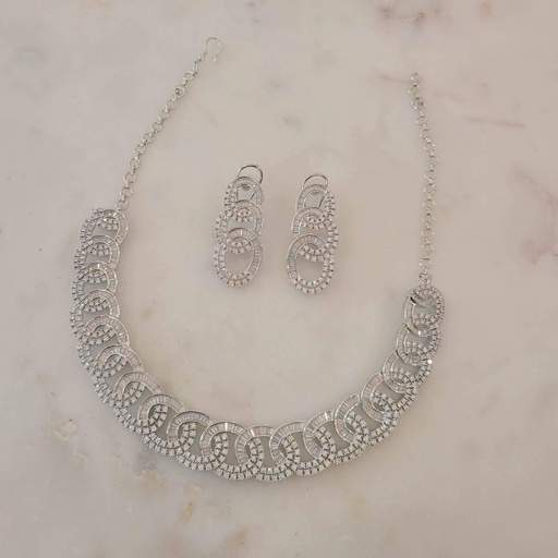 [MB13837] CZ Necklace Set (Silver)